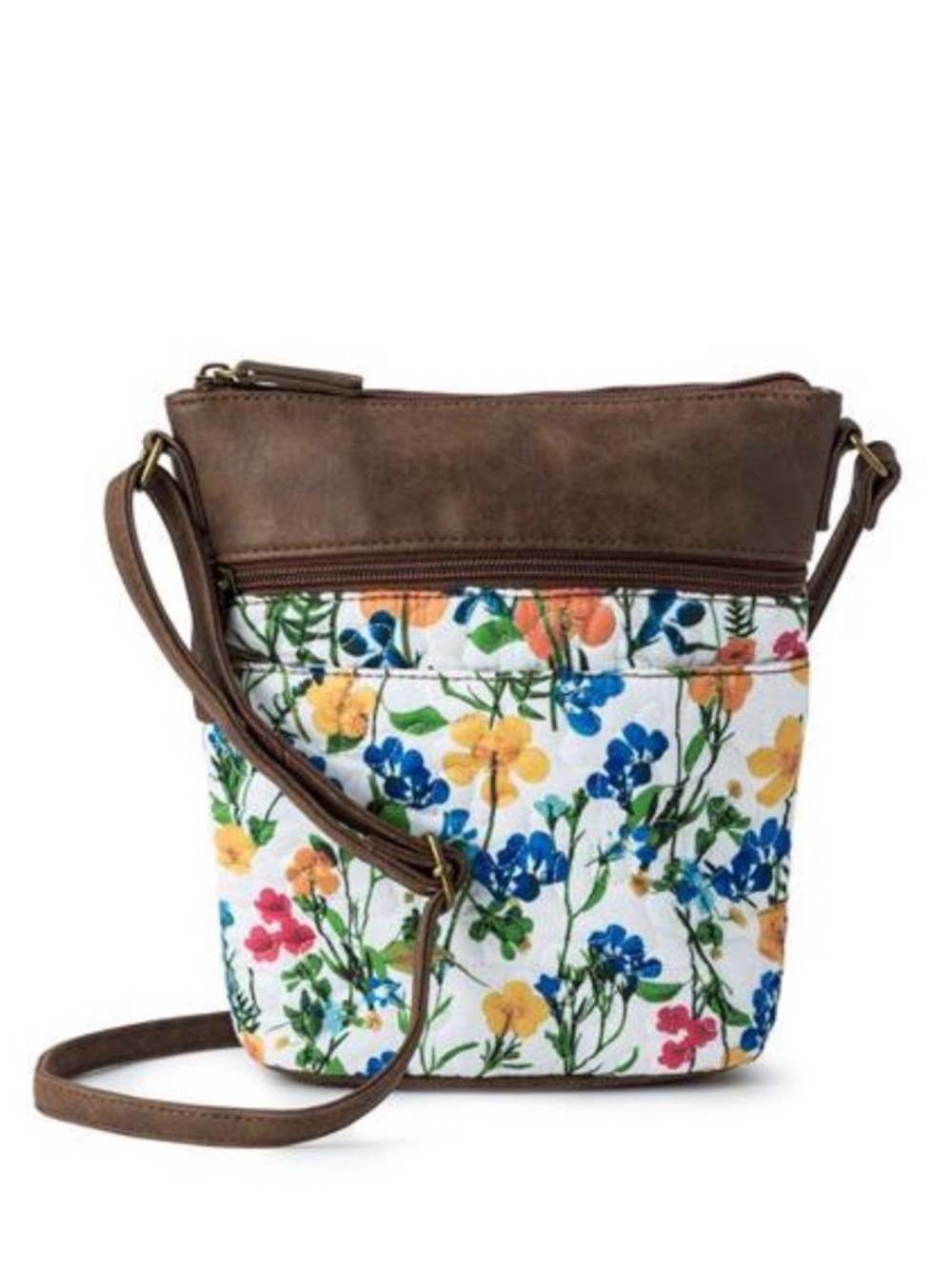 Donna Sharp Kaelynn crossbody bag/quilted wildflower pattern/faux-leather trim. - Picture 3 of 6